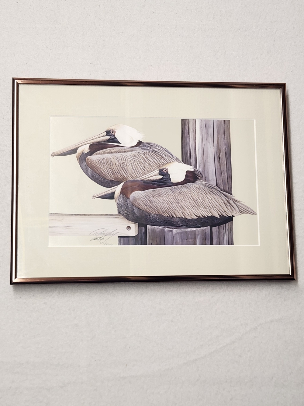 Art LaMay Pelicans Framed Print Signed Numbered Coastal Beach House Decor Art